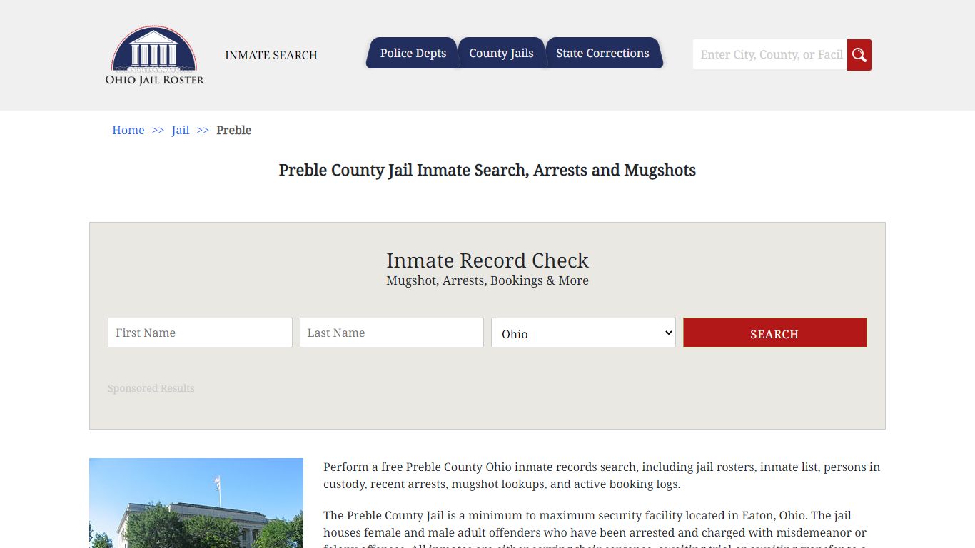 Preble County Jail Inmate Search, Arrests and Mugshots
