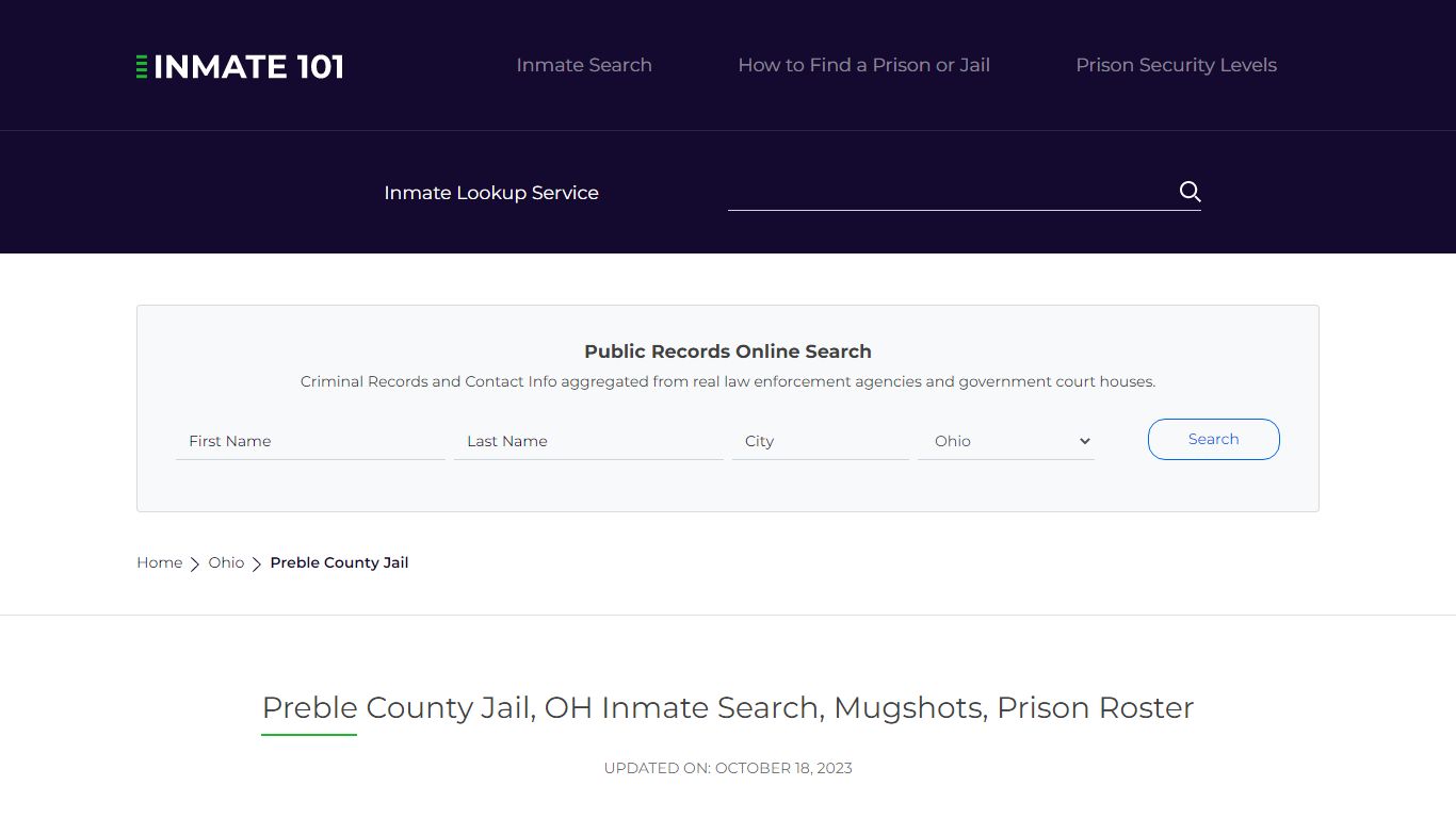 Preble County Jail, OH Inmate Search, Mugshots, Prison Roster